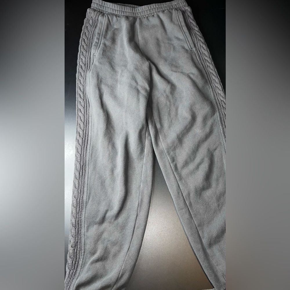 Aerie Solid Gray Cable Knit Jogger Sweatpants Size Small GUC
